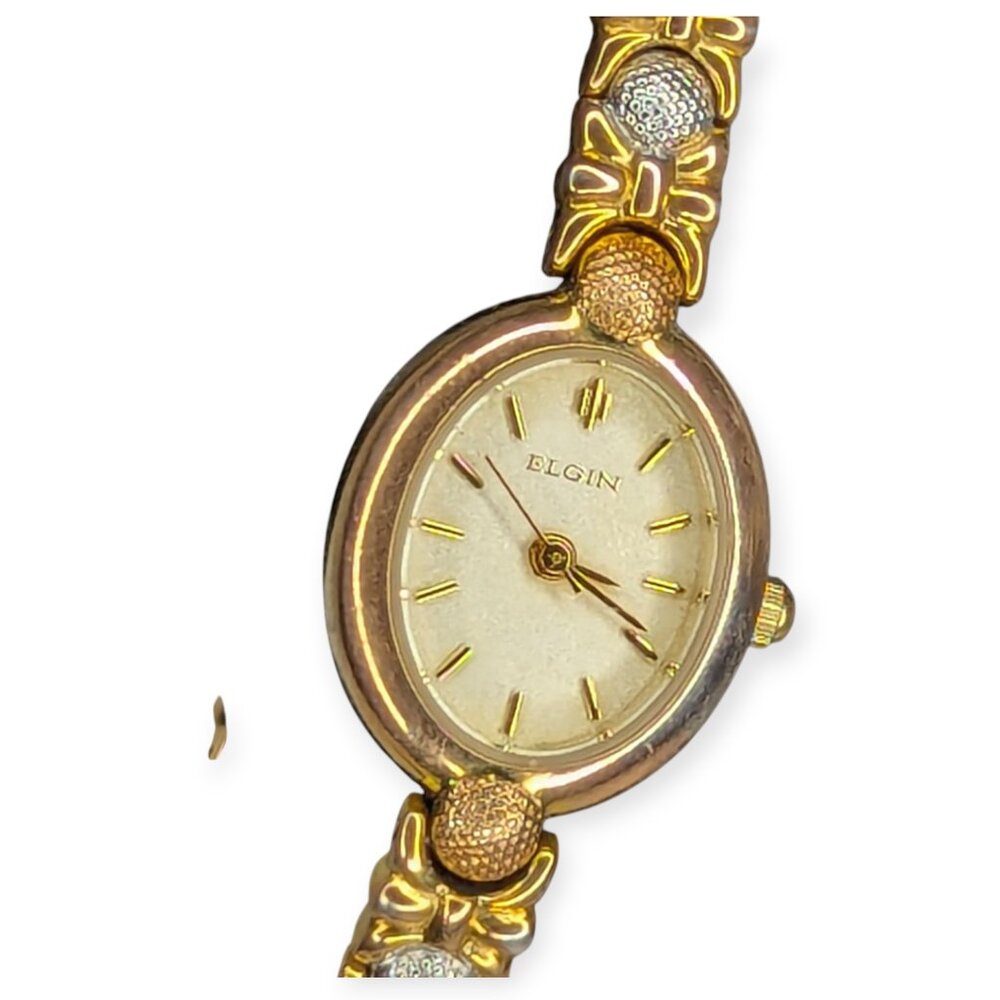 Vintage Elgin Women's Gold  & Silver Tone Quartz Watch ELA135B Needs Battery